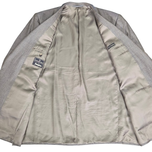 Vtg Ermenegildo Zegna Neiman Marcus Blazer Jacket Cashmere 50L Blue Gold Gray - Picture 9 of 16